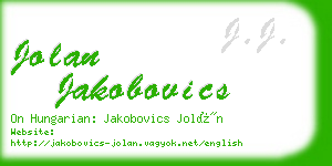 jolan jakobovics business card